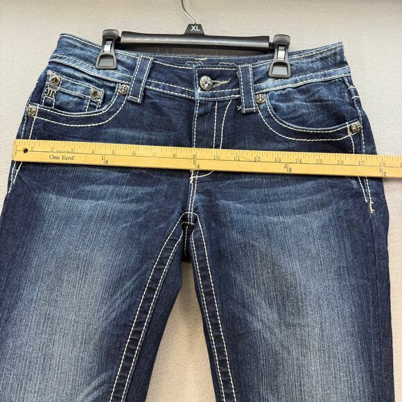 Miss Me Jeans Women's 28x31 (6) Dark Blue Skinny Fleur de Lis Blingy Western - Picture 11 of 14